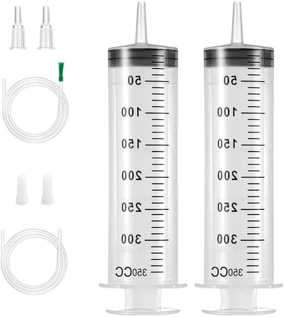 Set van 2 herbruikbare spuiten van 350 ml voor olie, lijm en vloeistoffen - ideaal voor laboratoria, industrie en tuinwerk