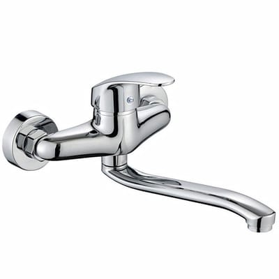 OKWISH Keukenkranen - Verstelbare Keukenkraan Voor Wandmontage, Spoelbakkraan Met Haltegrip, Zinklegering, Zilver