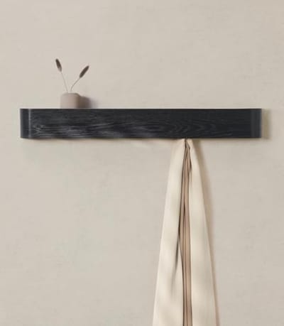 PromoHome Moderne Kapstok met Verborgen Wandhaken - 8 Robuuste Haken - Scandinavisch Design Eikenhout "Eiken Zwart"