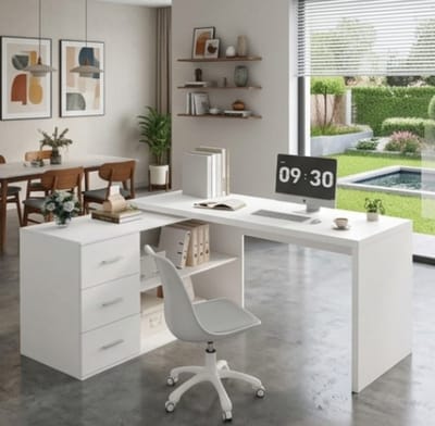 Hoekbureau L-vorm 150x50x76 cm met - 150x50x76 cm - Wit - cm Laden Opbergruimte – L-vormig - Medahomestore
