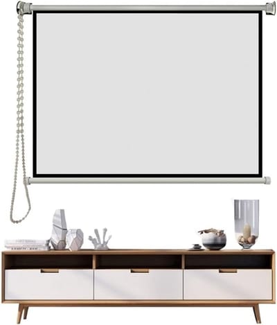 Projector Scherm - Filmscherm Handmatig - Home Cinema Ervaring - Brede Kijkhoek 178° - 72 Inch 4:3 - Wit