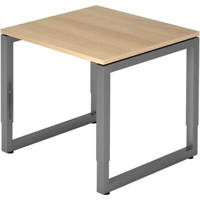 REGO 8 G | Bureau - 80 x 80 Tafelhoogte I In hoogte verstelbaar Eiken/Grafiet