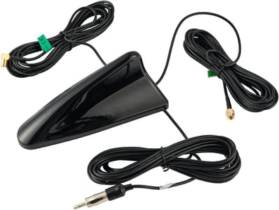 Universele Haaienvin Auto Antenne DAB+ FM/AM GPS met 5m Kabel en Adapters
