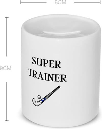 Akyol - super trainer Spaarpot - Sport - coach - hockey stick - trainer - geschenk - verjaardag - love gift - 350 ML inhoud