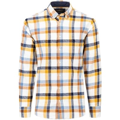 Fynch-Hatton Overhemd Multi Flanel Check Button Down New Dijon / male