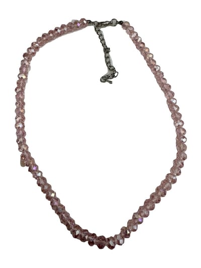 Petra's Sieradenwereld - Mooie zelfgemaakte ketting in rozetinten met 4 mm facetkralen (1136)
