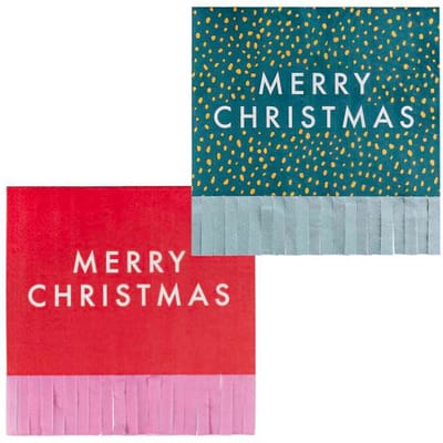 Ginger Ray - Servetten - Gekleurde Merry Christmas - 16 stuks