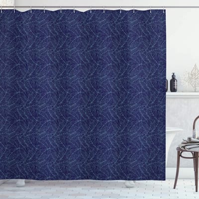ABAKUHAUS Tropisch Douchegordijn – Palmblaadjes – 175 x 200 cm – indigo
