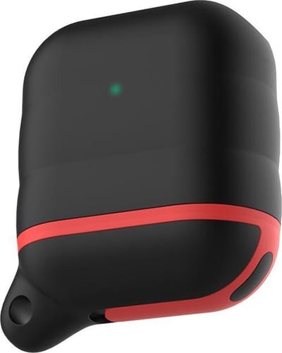 AirPods hoesjes van By Qubix - AirPods 1/2 hoesje siliconen waterproof series - soft case - zwart + rood Airpods Case Hoesje voor Airpods Airpods 1