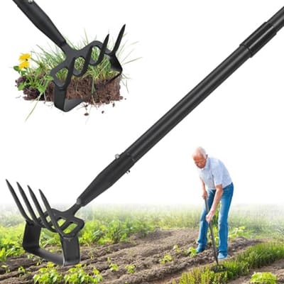 2-in-1 Stijgbeugelschoffel en Cultivator voor Effectief Onkruid Wieden en Grondbewerking