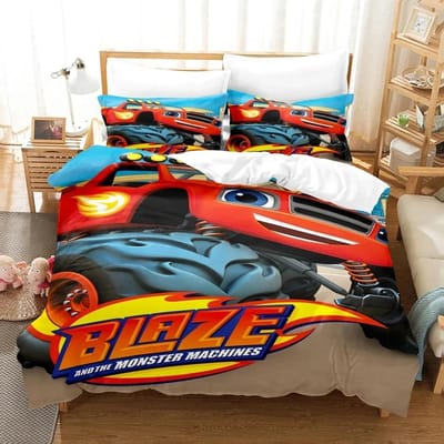 3D Print Blaze N Monster Machines Beddengoed Set Cartoon Dekbedovertrek Dubbel Twin Vol Queen King Volwassen Jongens Beddengoed Dekbedovertrek EU single(135x200cm)