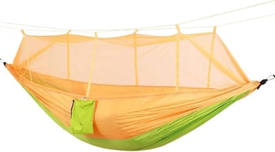 Reishangmat - Kampeerhangmat - Buiten Ontspannen - Met Klamboe - 260x140cm - Geel