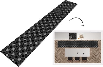 Keukenloper - Loper keuken - Kompas - Patronen - Zwart Wit - 300x50 cm - Keukenloper vinyl