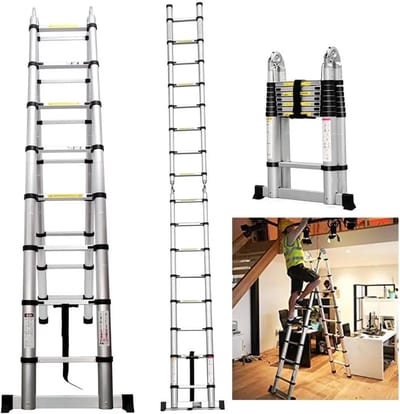 IPtrading merkloos - uitschuifbare A-Ladder - Telescoopladder - Telescopische Ladder - Reformladder - Uitschuifladder 3,80 M