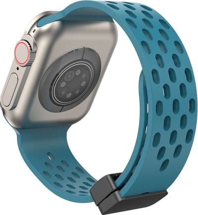 Siliconen bandje - geschikt voor Apple Watch series 1/2/3/4/5/6/7/8/9/10/11/ SE (1,2,3) / Ultra (1,2,3) met maat 44 mm / 45 mm / 46 mm / 49 mm - Cyaan