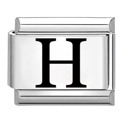 Quiges - Schakel - Bedel - 9mm - charms - Laser alfabet - letter H - Geschikt voor - armband - Schakelarmband - italy bedels armband