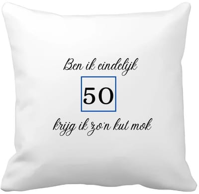 Akyol - ben ik eindelijk 50 krijg ik zo'n kut mok Kussen hoes - Hoera 50 jaar - mama papa - verjaardag 50 jaar - cadeautje - geschenk - 40 bij 40 cm