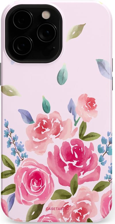 Casetastic hoesje geschikt voor Apple iPhone 13 Pro Max - MagSafe - Dubbellaagse bescherming - Aquarel Bloesem - Fashion Case - Lichtroze Lila Saliegroen