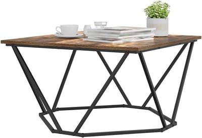 Salontafel Vierkant - Koffietafel Hout - Woonkamer Inrichten - Stevig Stalen Frame - 80 x 80 x 45 cm