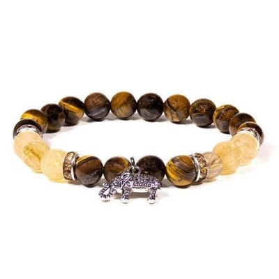 Armband Tijgeroog/Rutielkwarts met Olifant