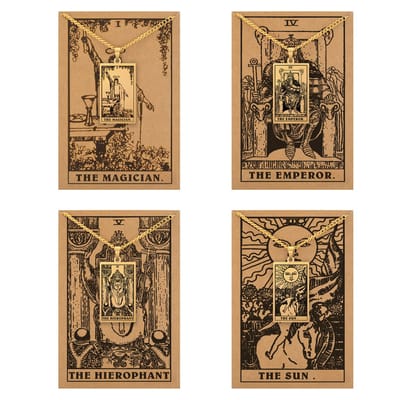 Tarot Ketting 1 | 4 | 5 | 19 bundel - Leiderschap & Fundament - Goudkleurig Stainless Steel - Inclusief Rider-Waite Kaartjes - 60cm - Pax Amare