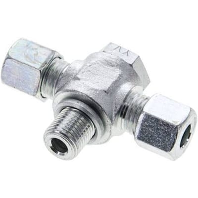 8L & G1/4'' Verzinkt Stalen T-Draaidoorvoer Snijringkoppeling Buitendraad 315bar ISO 8434-1