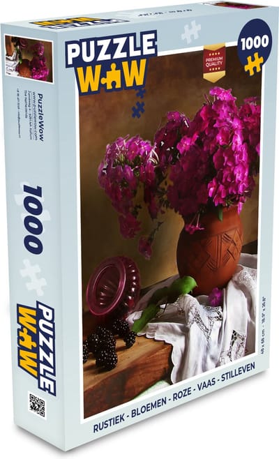 Puzzel Rustiek - Bloemen - Roze - Vaas - Stilleven - Legpuzzel - Puzzel 1000 stukjes volwassenen