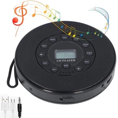 Draagbare cd-speler met luidsprekers – oplaadbaar, 8 uur batterijduur, schokbestendig, ondersteunt USB- en AUX-aansluitingen, Bluetooth-connectiviteit, Geschikt voor autosystemen.