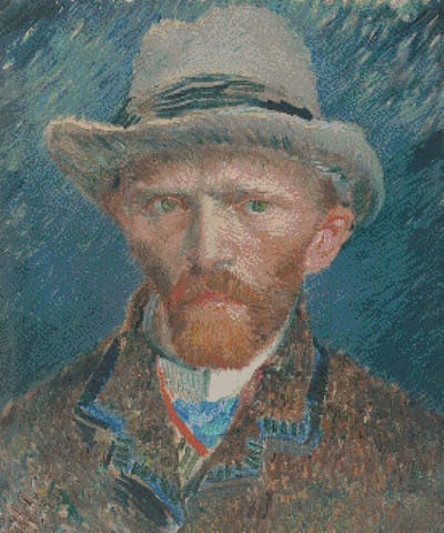 MyHobby Borduurpakket – Zelfportret van Van Gogh 50×60 cm - Aida borduurstof 5,5 kruisjes/cm (14 count) - Telpatroon - Borduurgaren - Borduurnaald - Handleiding - Voor Beginners & Gevorderden - Complete borduurset