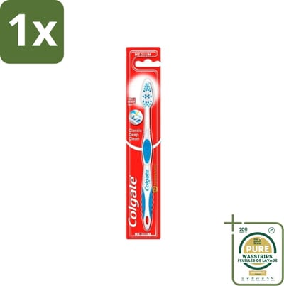 1 x Colgate - Tandenborstel - Classic Deep Clean Medium - 1 Tandenborstel- Tandenborstel - Mondgezondheid - Tandenborstel Reiniging - Tandplak Verwijderen - Etensresten Verwijderen