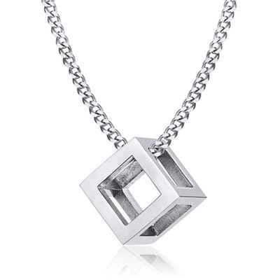 LGT Jewels heren ketting Edelstaal Kubus Zilverkleurig