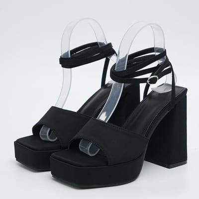 Zomer Sexy Dames Party Nachtclub Schoenen Banket Platform Sandalen Vrouwelijke Open Teen Enkelband Gesp Dikke Hoge Hakken 37 zwart