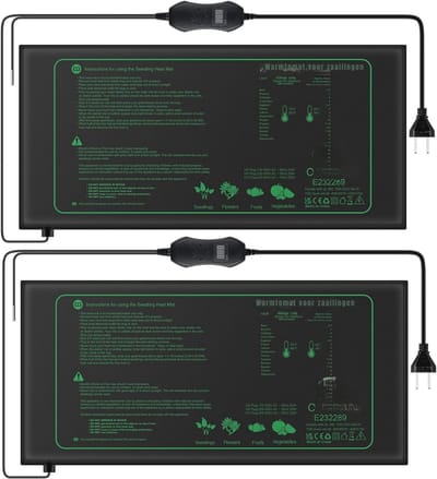 QORA® Warmtemat Planten - Waterdicht - Kweekmat 50 Watt – Kweekmat Verwarmingsmat - Kweken - Propagator – Mogelijk Voor Terrarium - Zwart - 15cm x 3cm x 25cm