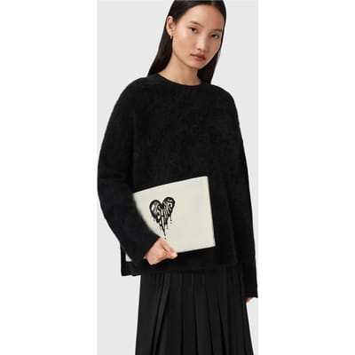 AllSaints Izzy Heart Clutch White Taglia: OS | Pochette Outlet | Donna | Bianco