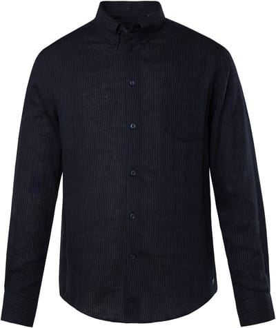 JP 1880 - Heren - Gestreept overhemd lange mouwen buttondown-kraag Modern Fit - Navy blauw - Maat 6XL
