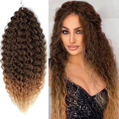 3 Packs 55cm Water Wave Twist Haarglans voor Butterfly Locs, Bohemian Vlechtwerk en Synthetische Haarverlengingen voor Vrouwen