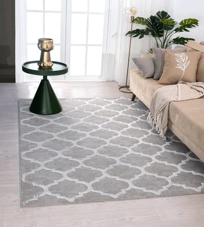 the carpet Vloerkleed Knight Elegant, Hoge kwaliteit, Woonkamerkleed, Zachte korte pool, 3-D effect, Glanzende design elementen, Hoog-Laag structuur, Grijs, 140 x 200 cm