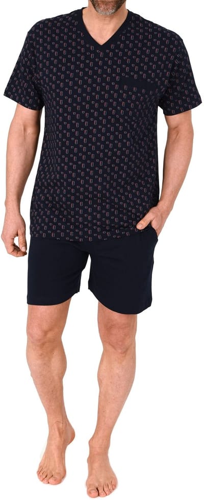 Normann heren shortama met korte mouwen – pyjama met V-hals, ook in grote maten