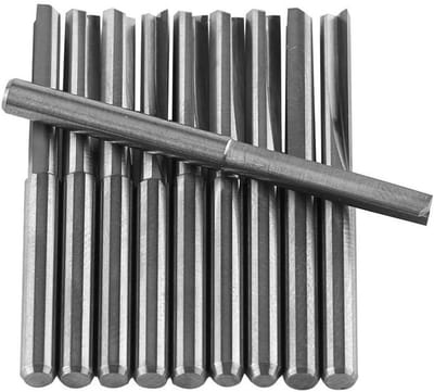 Set van 10 Carbide Freesjes 3.175mm voor CNC Bewerking - Dubbele Snijkant, Recht, Rotating Freesrotors