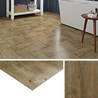 Zelfklevende PVC vloertegels met houtlook en natuurdesign, waterdicht en ideaal voor badkamer, keuken en slaapkamer - 4 tegels van 30x30CM