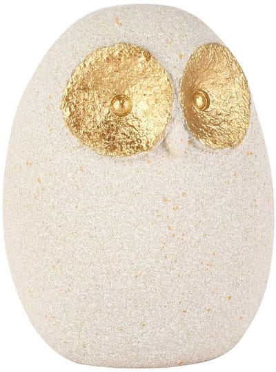 Dekoratief | Deco uil 'Jean', wit/goud, resina, 10x9x12cm | A260580