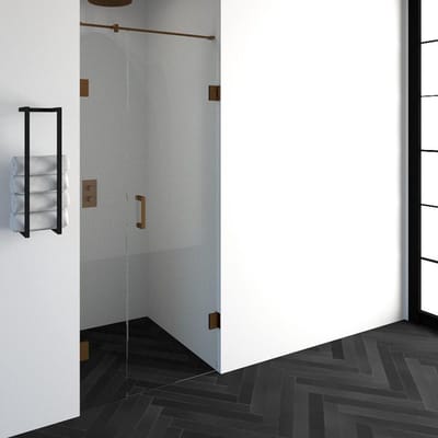 Brauer Void - Nisdeur - 2-Delig - Helder Glas - 90 x 200 cm - Omkeerbaar - met Draaideur 60 cm - Aan Muur - incl. Glascoating - PVD Koper