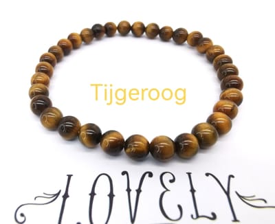 Armband – Edelsteen - Gouden tijgeroog - 6mm Kralen - 20 cm - Werking Gouden tijgeroog: Moed, zelfvertrouwen, doorzettingsvermogen, optimisme, geluk, voorspoed en balans.