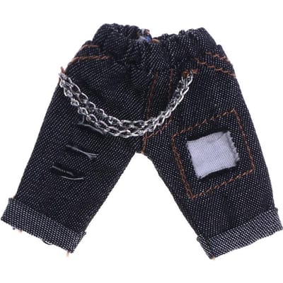 Vêtements pour bébé OB11 Pantalon Jean à Chaîne pour Bébé Bar à Alcool et Meubles en Jean Pour Poupées 1/12 Jouet Anime Cool Accessoires OB11 noir