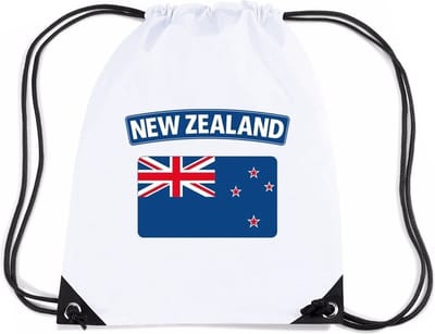 Nieuw Zeeland thema - nylon rugzak - wit - met Nieuw Zeelandse vlag - sporttas