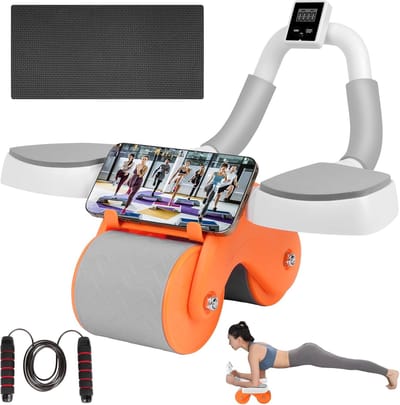 Buikspierroller - Fitness wiel - Core training - Automatische terugslag - 24 x 23.5 x 20.7 cm - Oranje