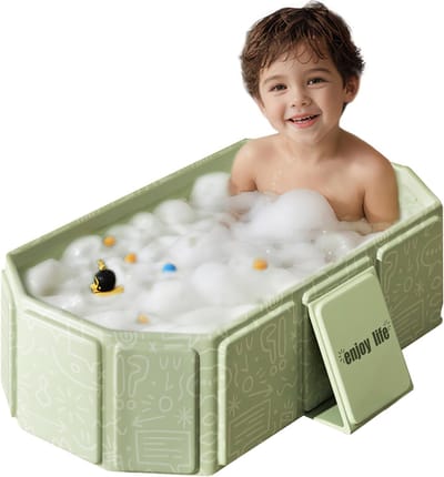 Dailygoods- Babybadje Opvouwbaar XXL - Draagbaar Kinderbadje - Ruimtebesparend - Geschikt voor Kinderen 0-8 Jaar - Multifunctioneel Badje - Met Afvoergat - Kinderbad