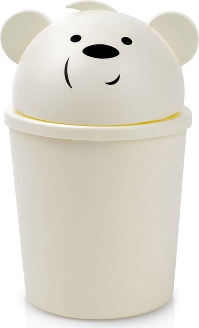 Prullenbak Teddybeer Crème 1,5 l - Afvalmand - Afvalemmer