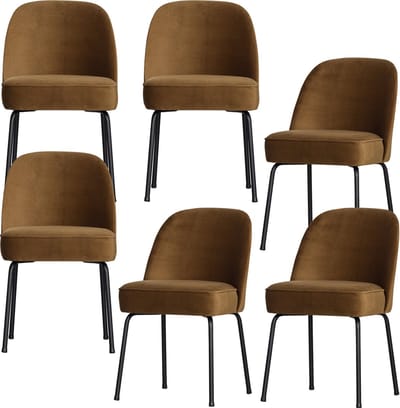 WOOOD Vogue Eetkamerstoelen - Fluweel - Honinggeel - Set van 6