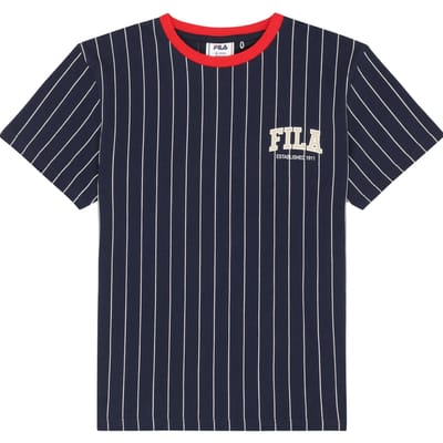 FILA Rifredi Relaxed Graphic Pinstriped T-shirt Black Iris / Egre Maat: 146/152 | T-Shirts Outlet | Unisex | Blauw
